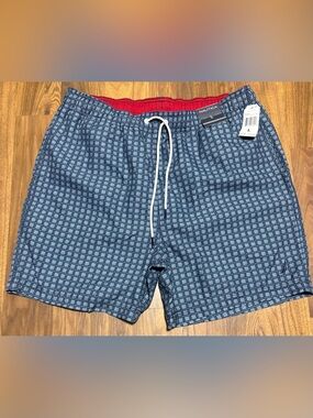 NWT Nautica Mens 6” cube-print Quick Dry Swim Shorts Nautica Blue Size Large